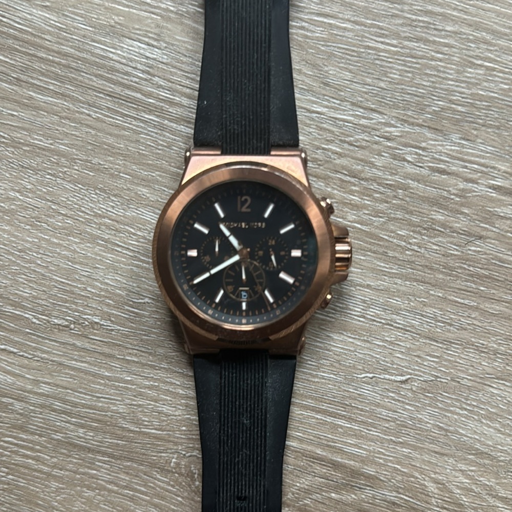 Michael Kors Watch, Stainless Steel Chronograph Watch for Men w/ Silicone Band